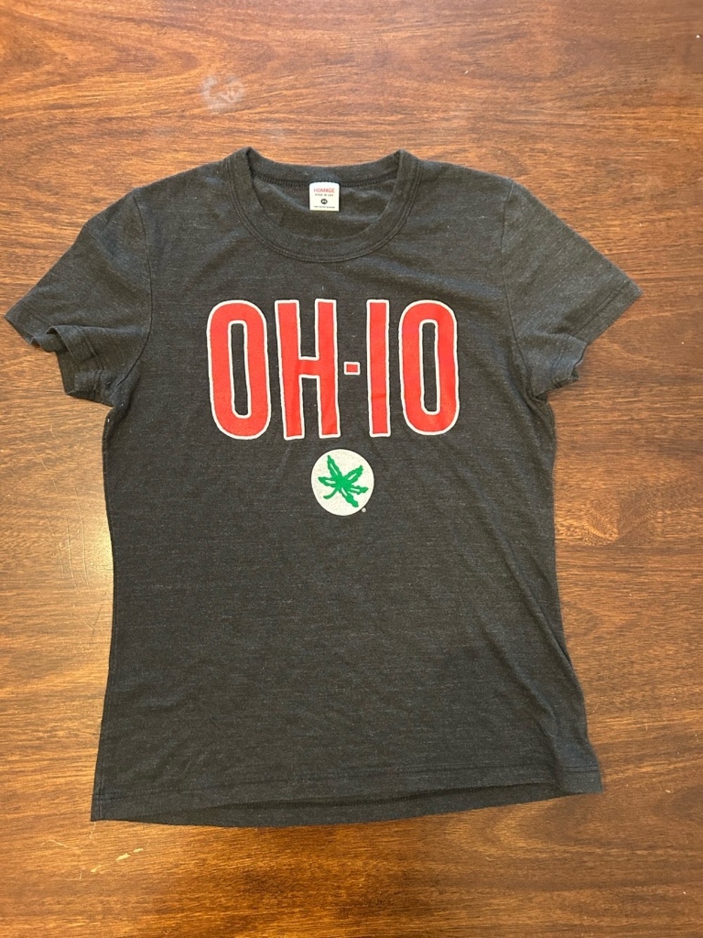 HOMAGE Black Tee with Red OH•IO and Green Accent